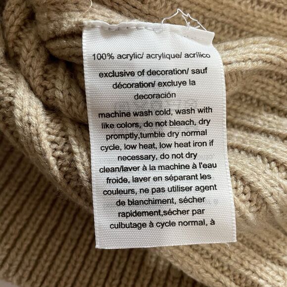 Tommy Hilfiger Sweater Women’s L Tan Cable Knit Drop Shoulder Dolman Sleeve Boxy - Picture 6 of 8